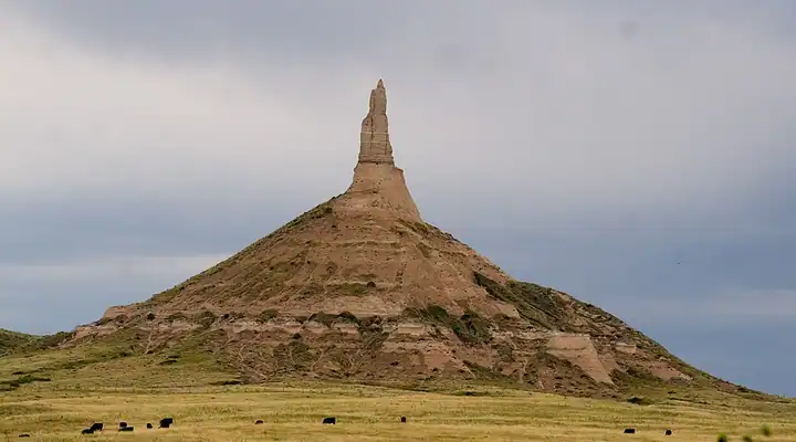A view of Chimney Rock National Historic Site in Nebraska